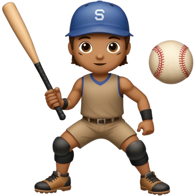 Wood log with arms and legs, holding a baseball bat emoji