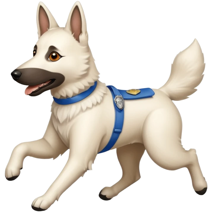 White belgian Shepard Fleeing from police car emoji