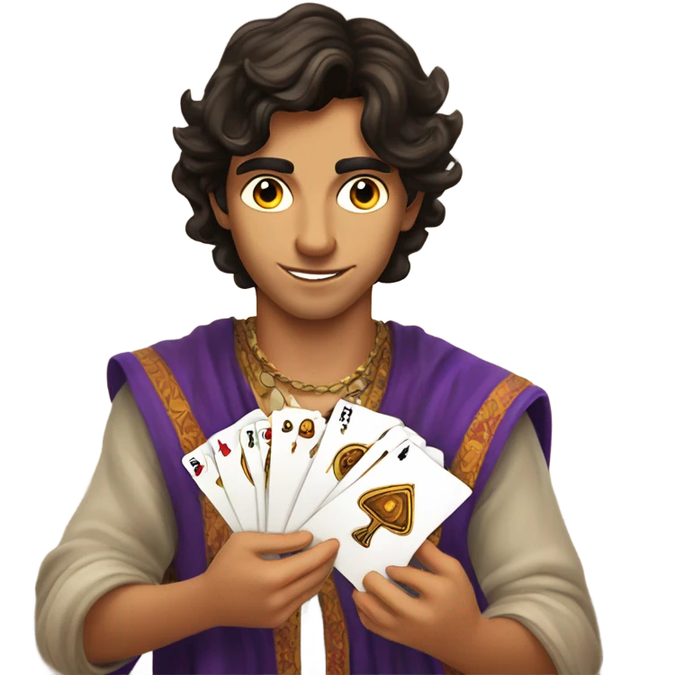 tanned pretty brunette boy fortune teller cards  emoji