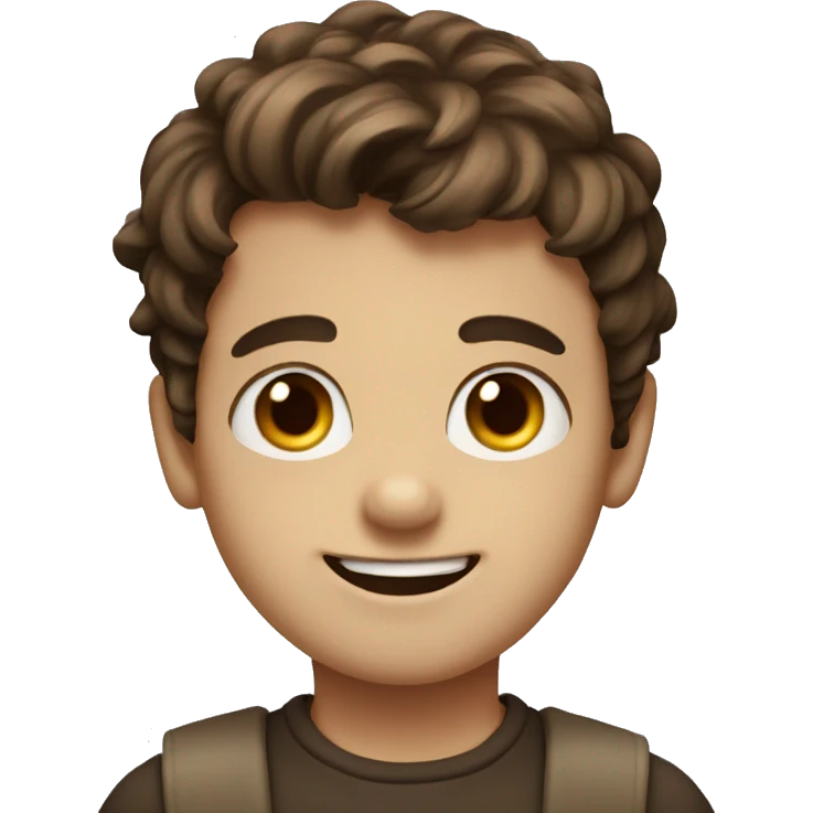 boy with brown hair, big eyes, smile emoji
