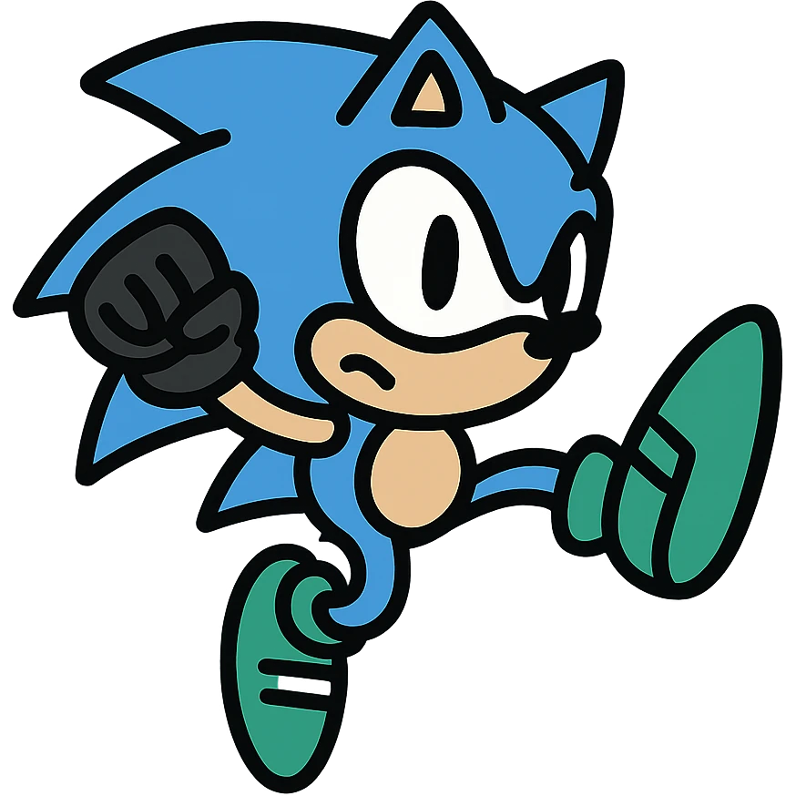 Change Sonic’s shoes to green sneakers with white laces, keep the color outline style, no background. emoji