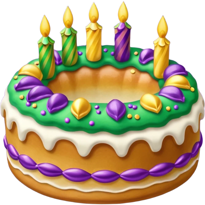 Mardi Gras purple, green and gold kingcake emoji