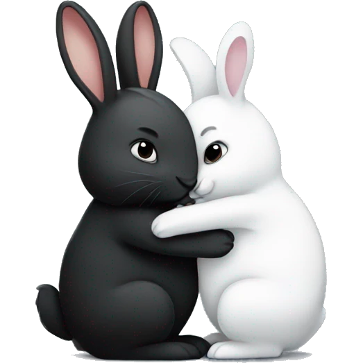Black rabbit hugging white rabbit  emoji