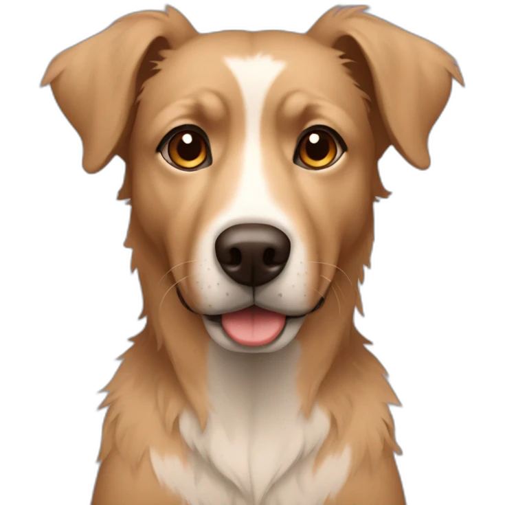 messy fur mixed breed brown eyes beige dog emoji