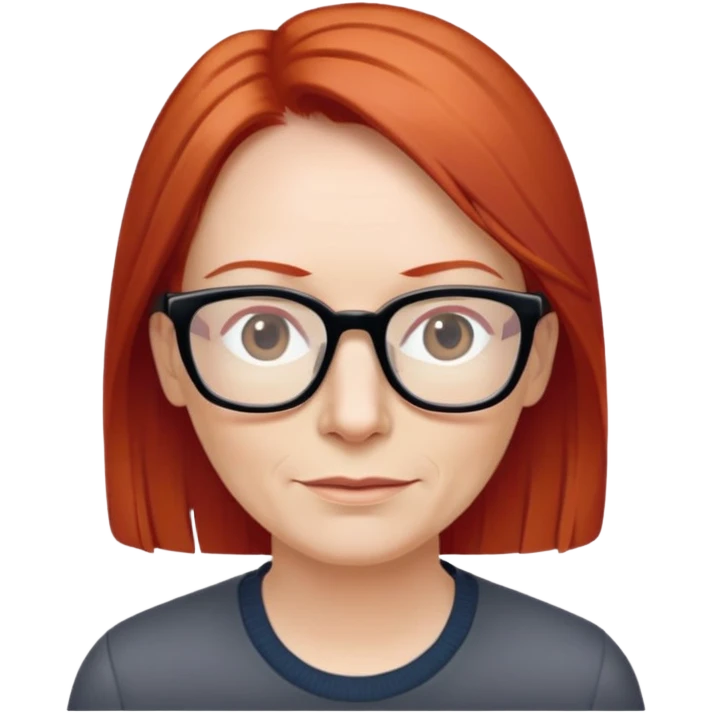 middle age Red head long straight hair pale skin wearing glasses emoji