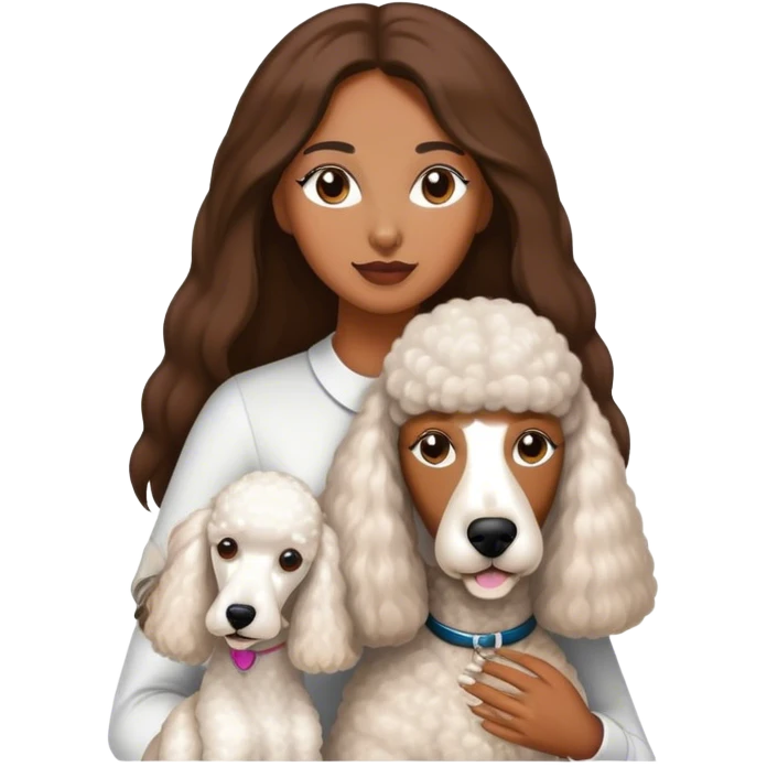 White Standard Poodle and Straight long hair brown skin Women emoji