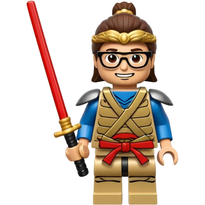 lego Samurai with glasses, Warrior in samurai armor, with katana emoji