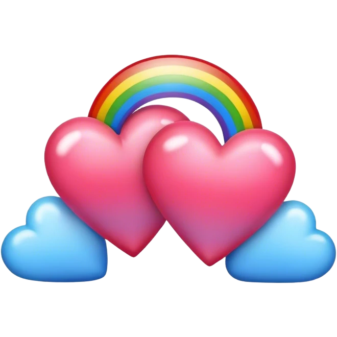 Two hearts with a rainbow in the middle emoji