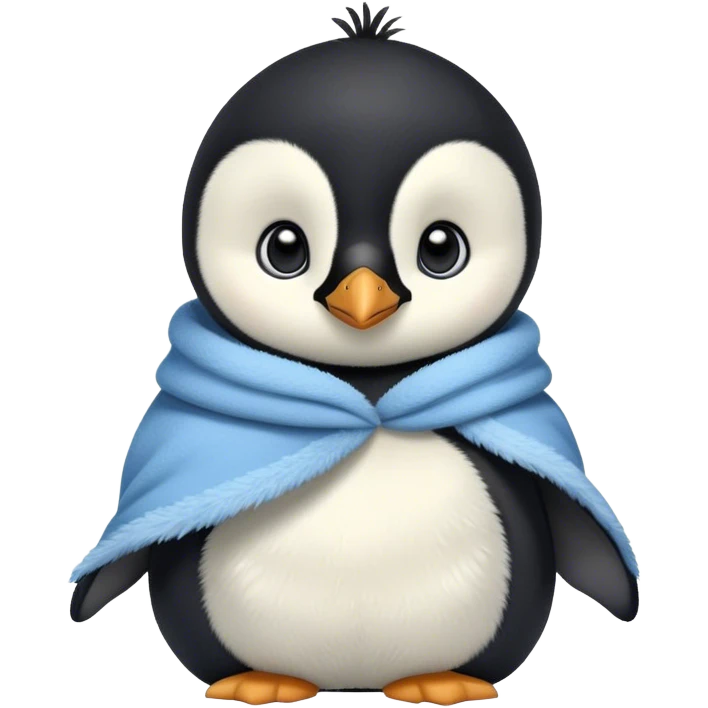 Cute baby Emperor penguin cozy in a blanket  emoji