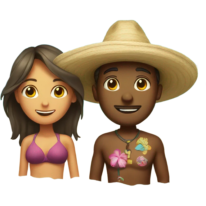Guy and girl on beach in Mexico emoji