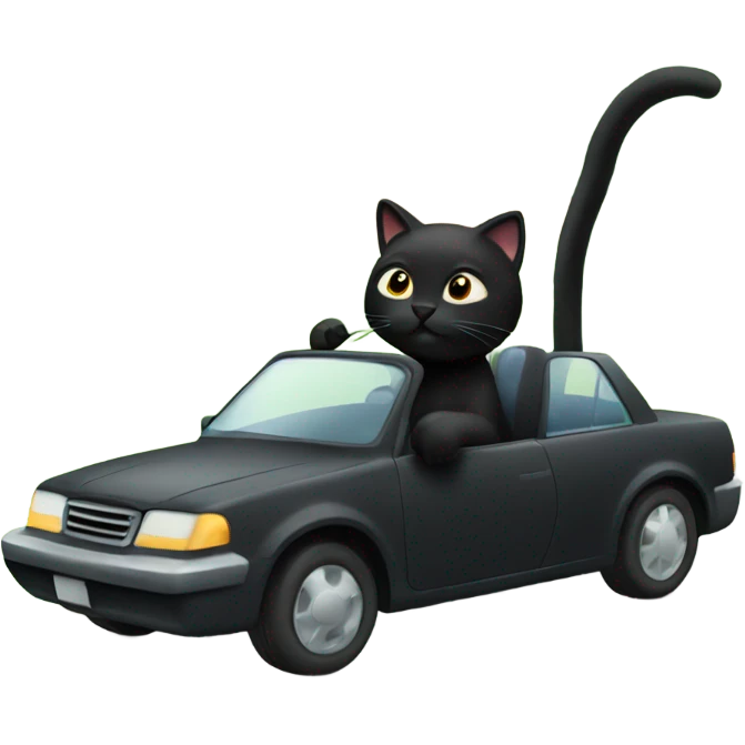 Black cat driving a car emoji