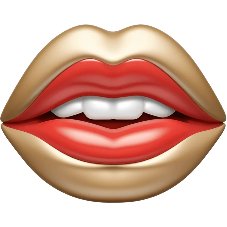 female lips emoji, smooth liquid metal chrome surface, sensual sculpted shape, high-gloss reflections, monochrome futuristic 3D style, isolated on white emoji