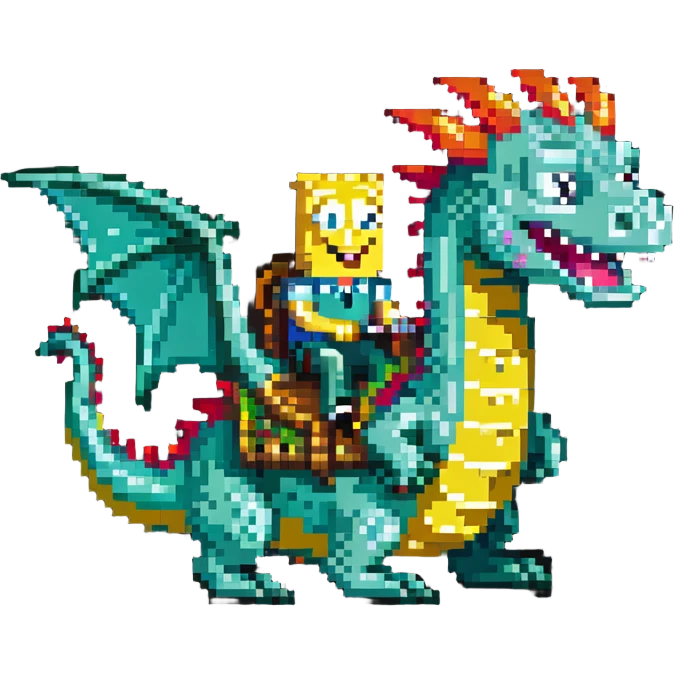 Spongebob on a dragon emoji