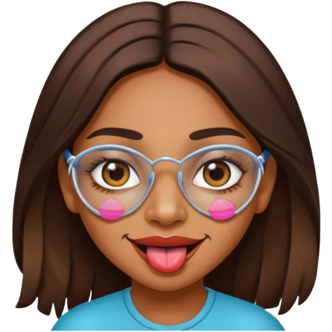 make a tongue sticking out expression for this indian girl that has transparent under ey patches emoji