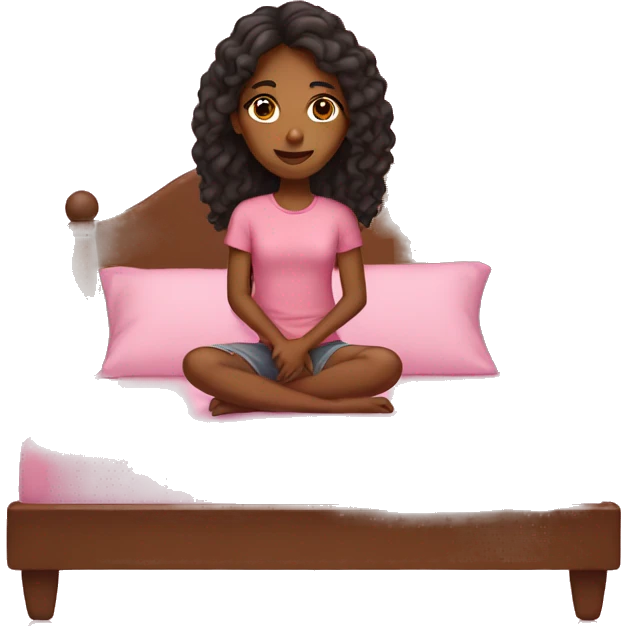 brown girl on a pink bed  emoji