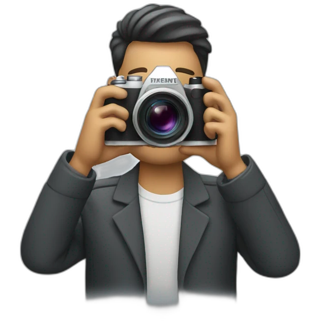 man taking professional picture with camera emoji