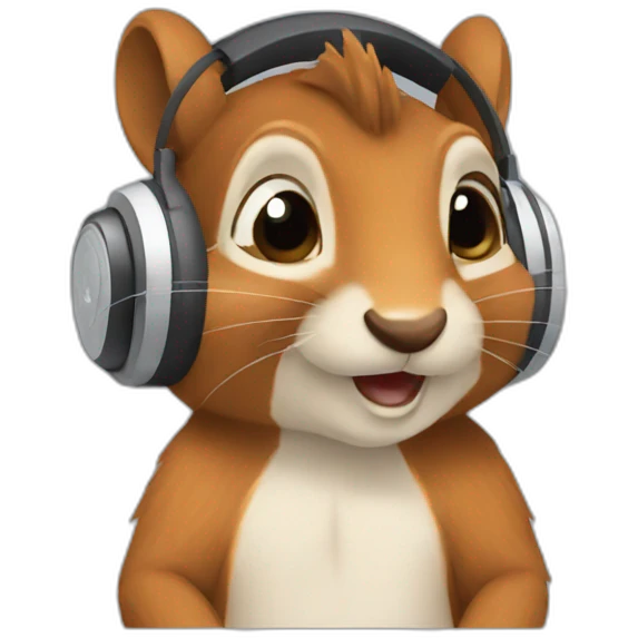headphones studying squirrel emoji