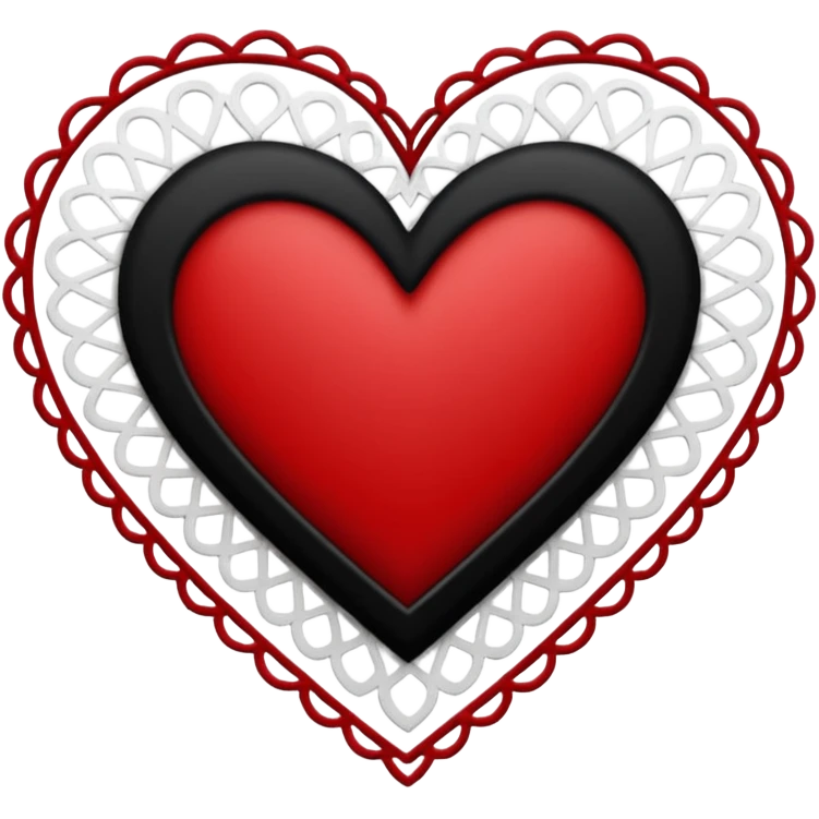 red and black heart with white lace, more black than red emoji