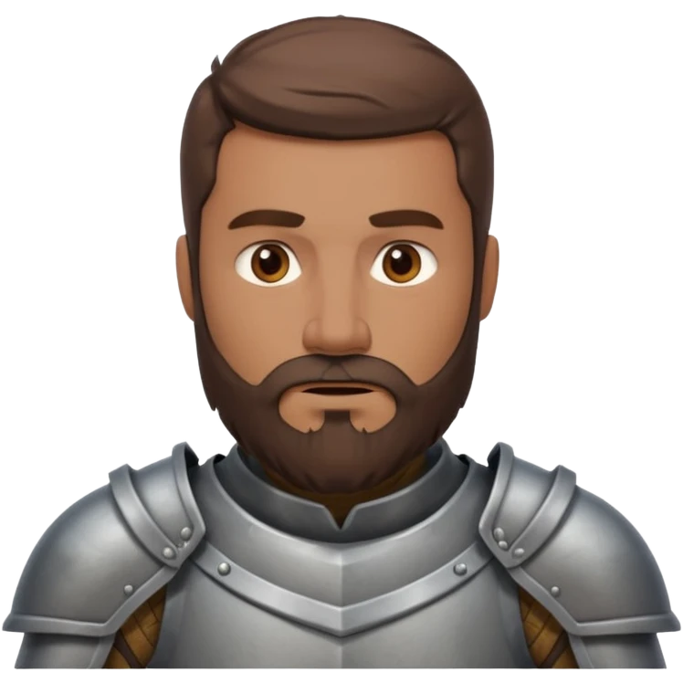 brown knight with beard, grey armor emoji