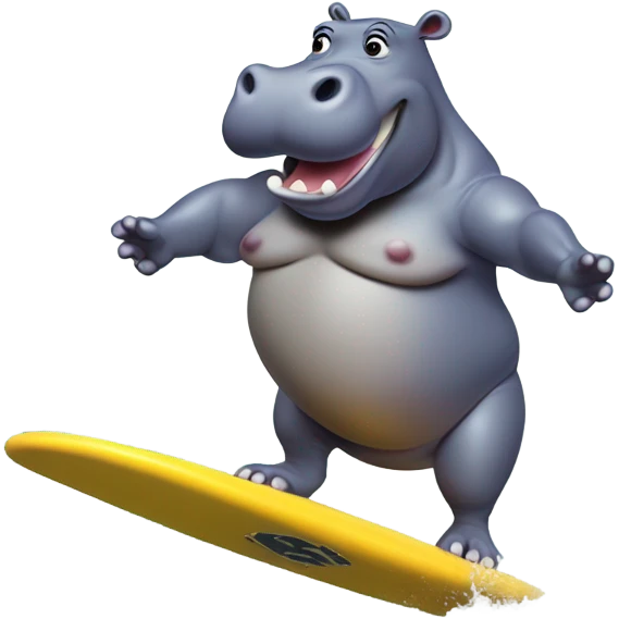 Hippo surfing emoji