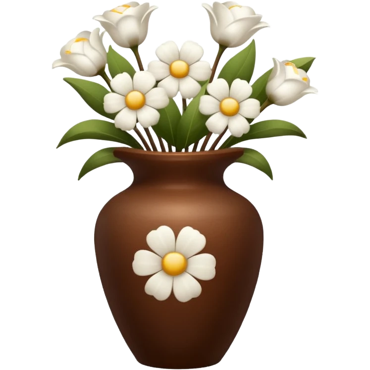 White flowers Cotton in a brown vase emoji