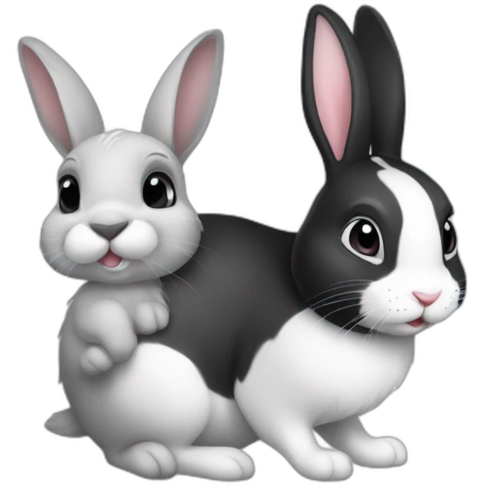 Black and white bunny and chincilla emoji