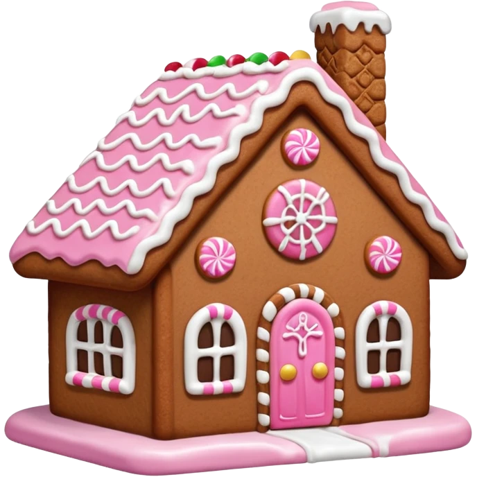 Lebkuchen Haus mit rosa und weißen details  emoji