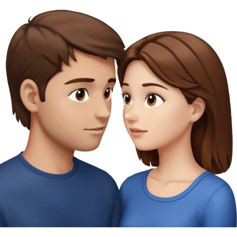 
Man head against woman head looking in their eyes, they both have brown hair emoji