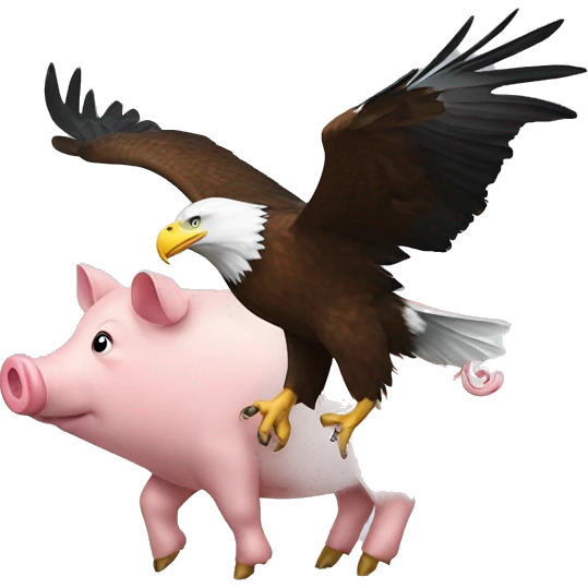 Bald eagle picking up a pig emoji
