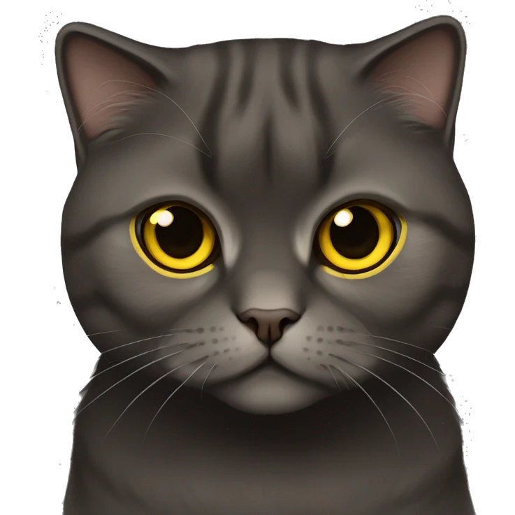 dark brown scottish fold cat with yellow eyes emoji