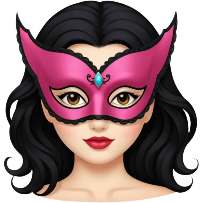 masquerade masked white woman black hair emoji