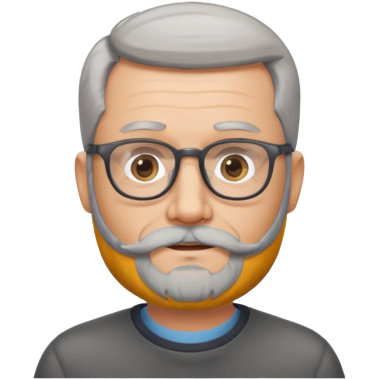54 year old man, short shaved grey hair, beard, glasses emoji