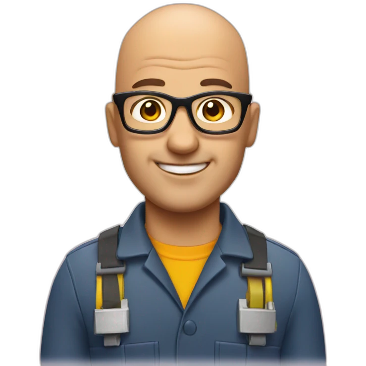 Bald electrician with glasses emoji