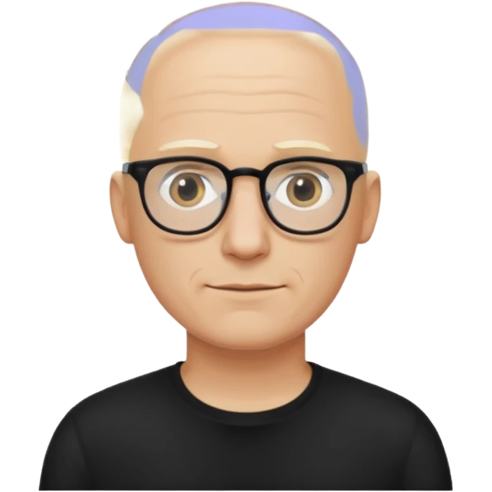 bald blonde man with eyeglasses with black shirt emoji