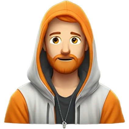 Handsome man with orange beard orange short hairs and 3 days beard wearing a hoodie while he prays emoji