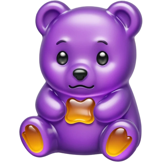 Sad purple gummy bear melting into road emoji