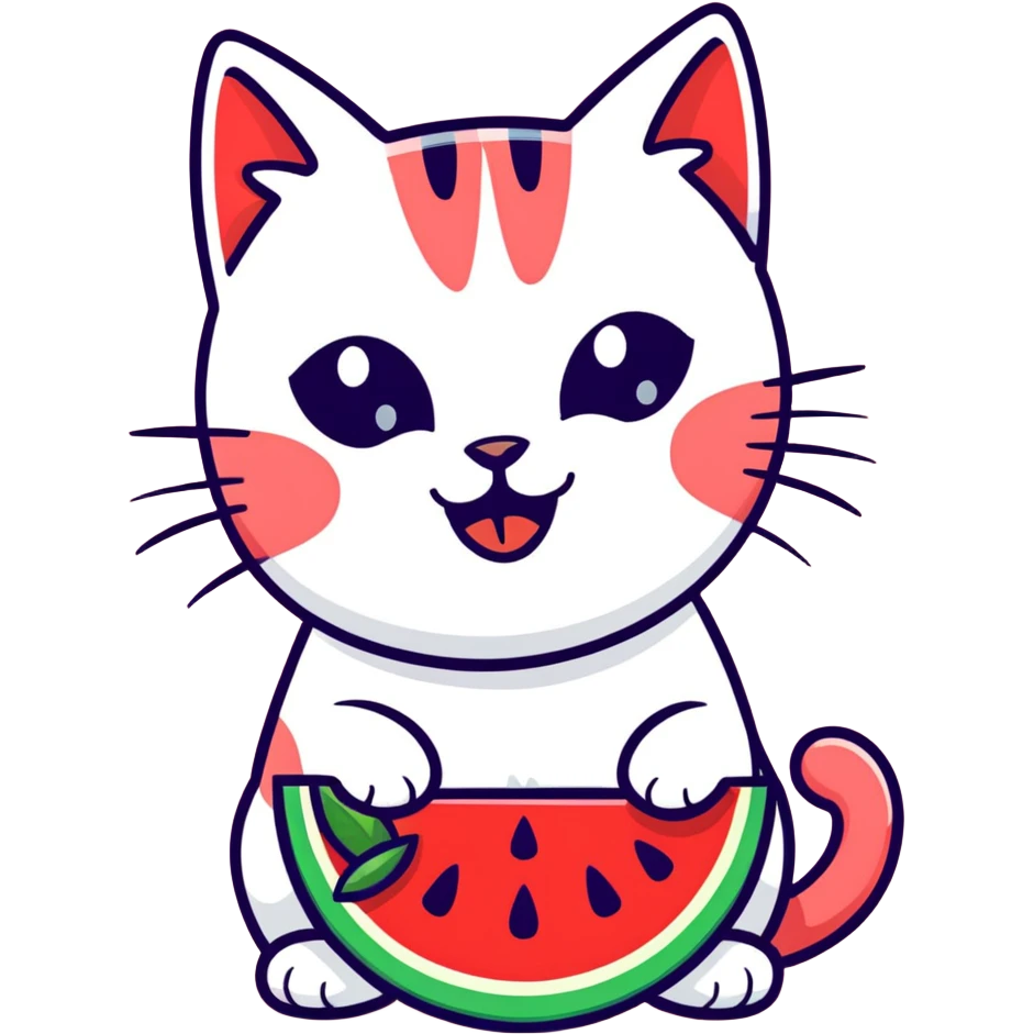 Cat eating watermelon  emoji
