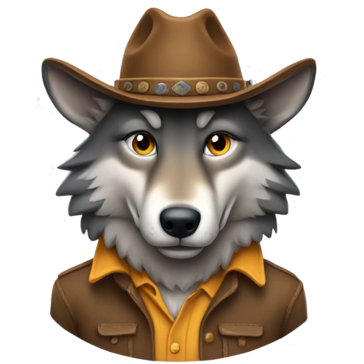 wolf wearing a cowboy hat emoji