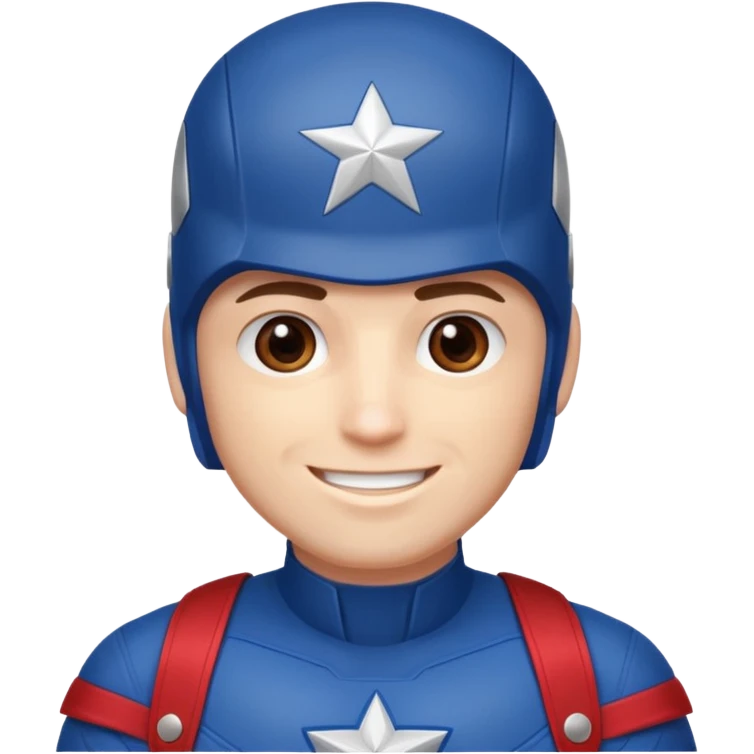 Make a man with brown eyes wearing a Captain America costume who is laughing emoji