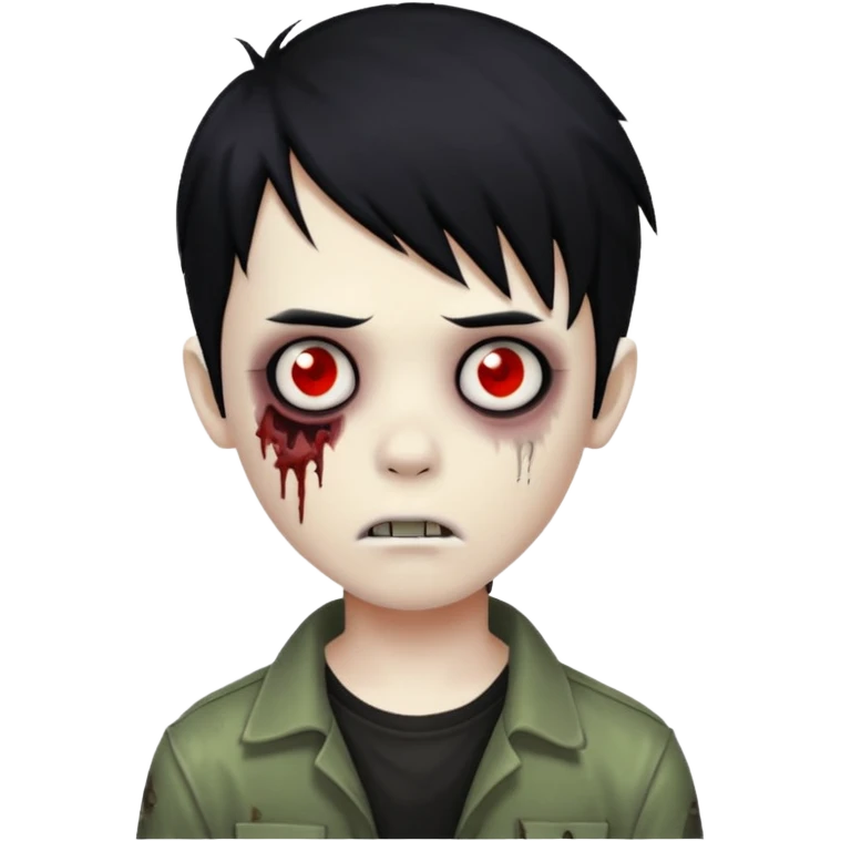 boy zombie with black hair, emo style emoji
