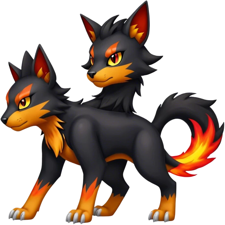 Cool edgy Torracat-Houndour-Digimon, full body emoji
