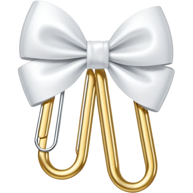 one gold paper clip with one small white bow in the middle emoji