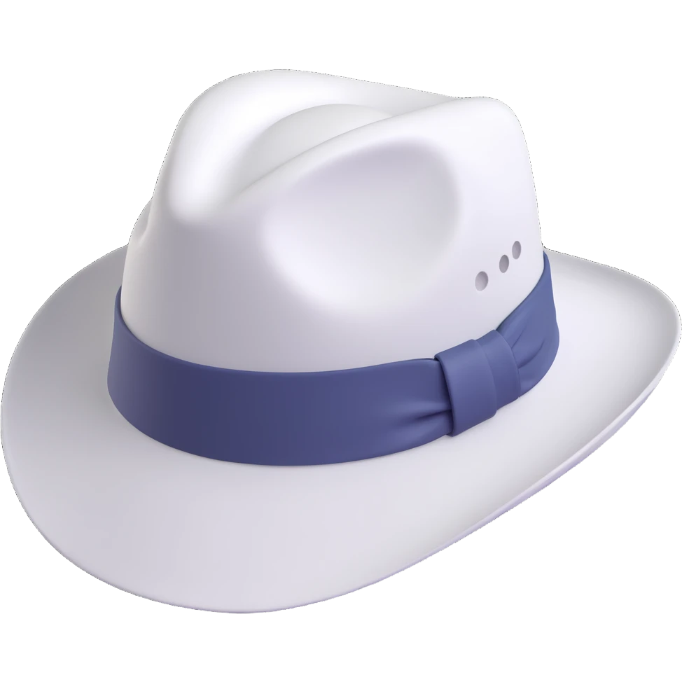 white hat, soft and rounded emoji