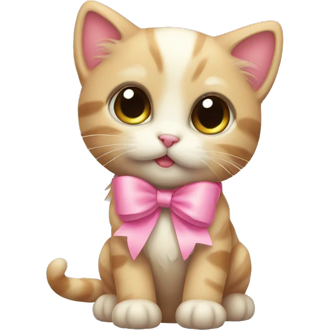 Cute kitten with a pink bow emoji
