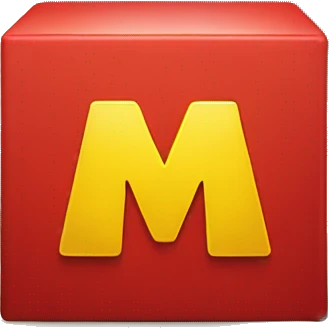 a red box with a yellow m on it and yellow handles on the top  emoji