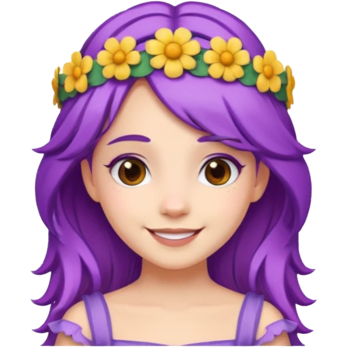 Princesses with Flower Crown in Purple Hair emoji
