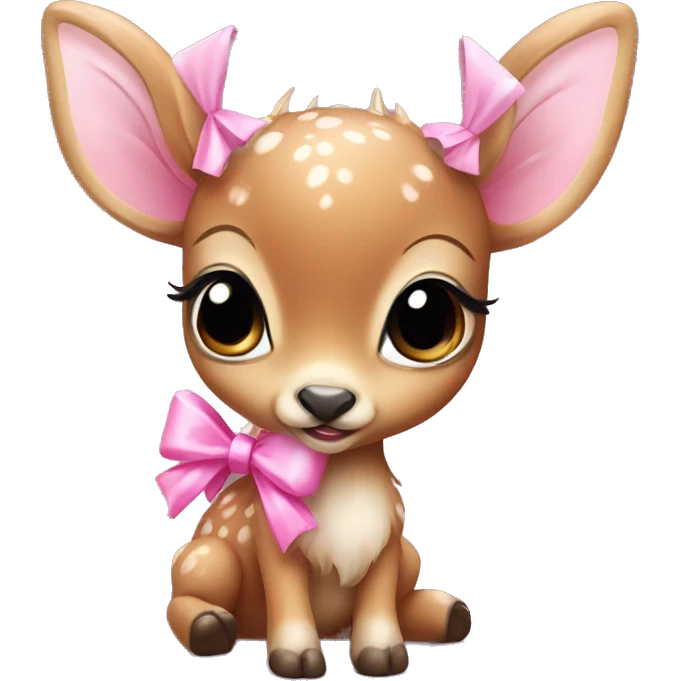 baby deer with fairy wings and a pink bow around its neck  emoji