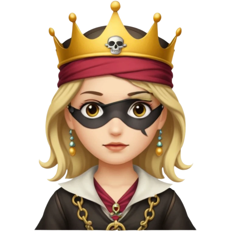 pirate girl with an eyepatch and a crown emoji