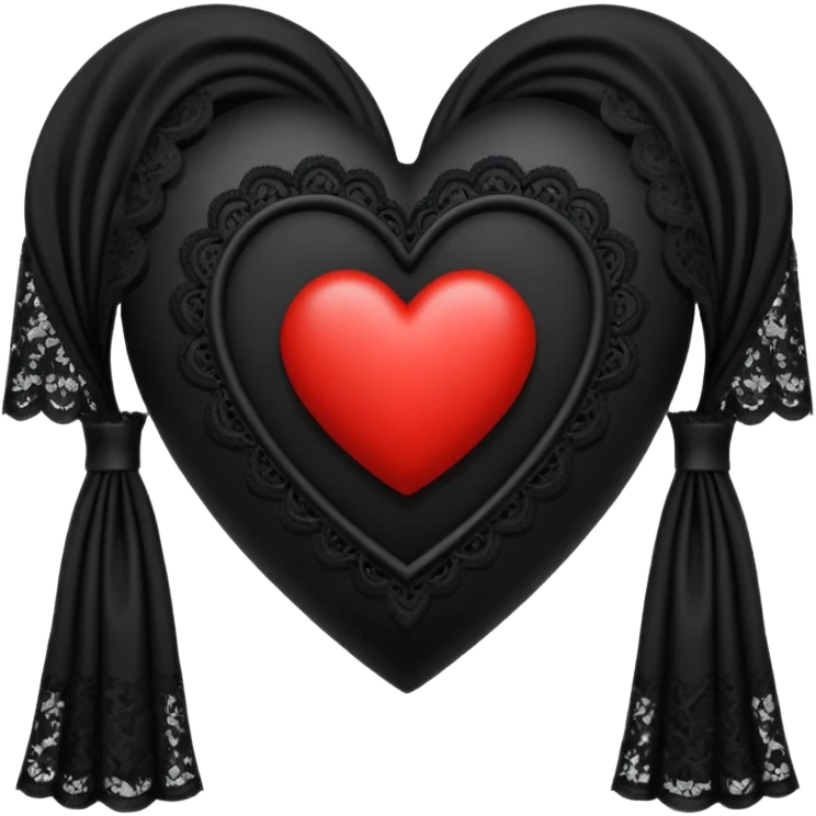 goth themed heart with a black lace curtain emoji