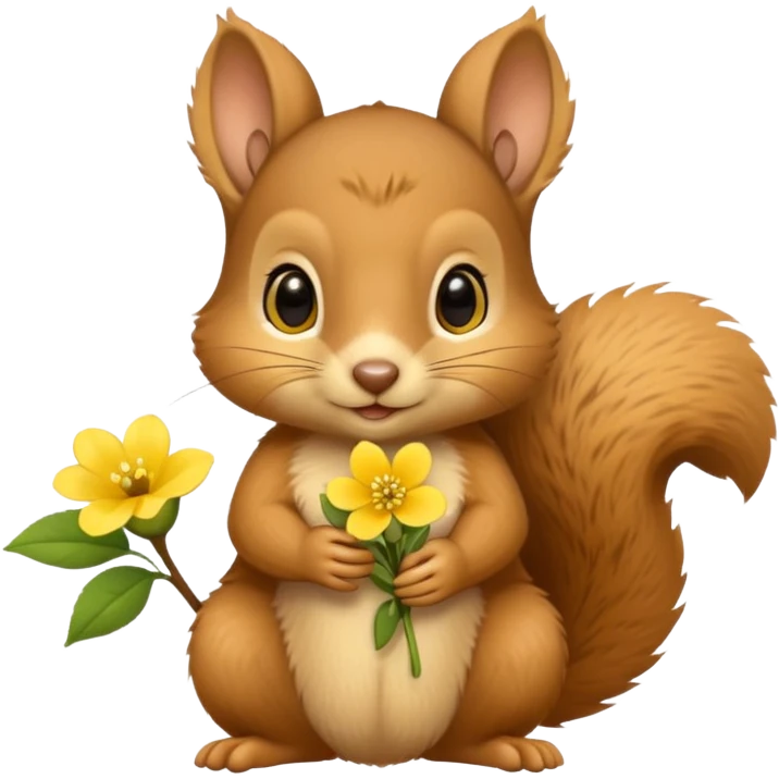 baby squirrel hold a flower emoji